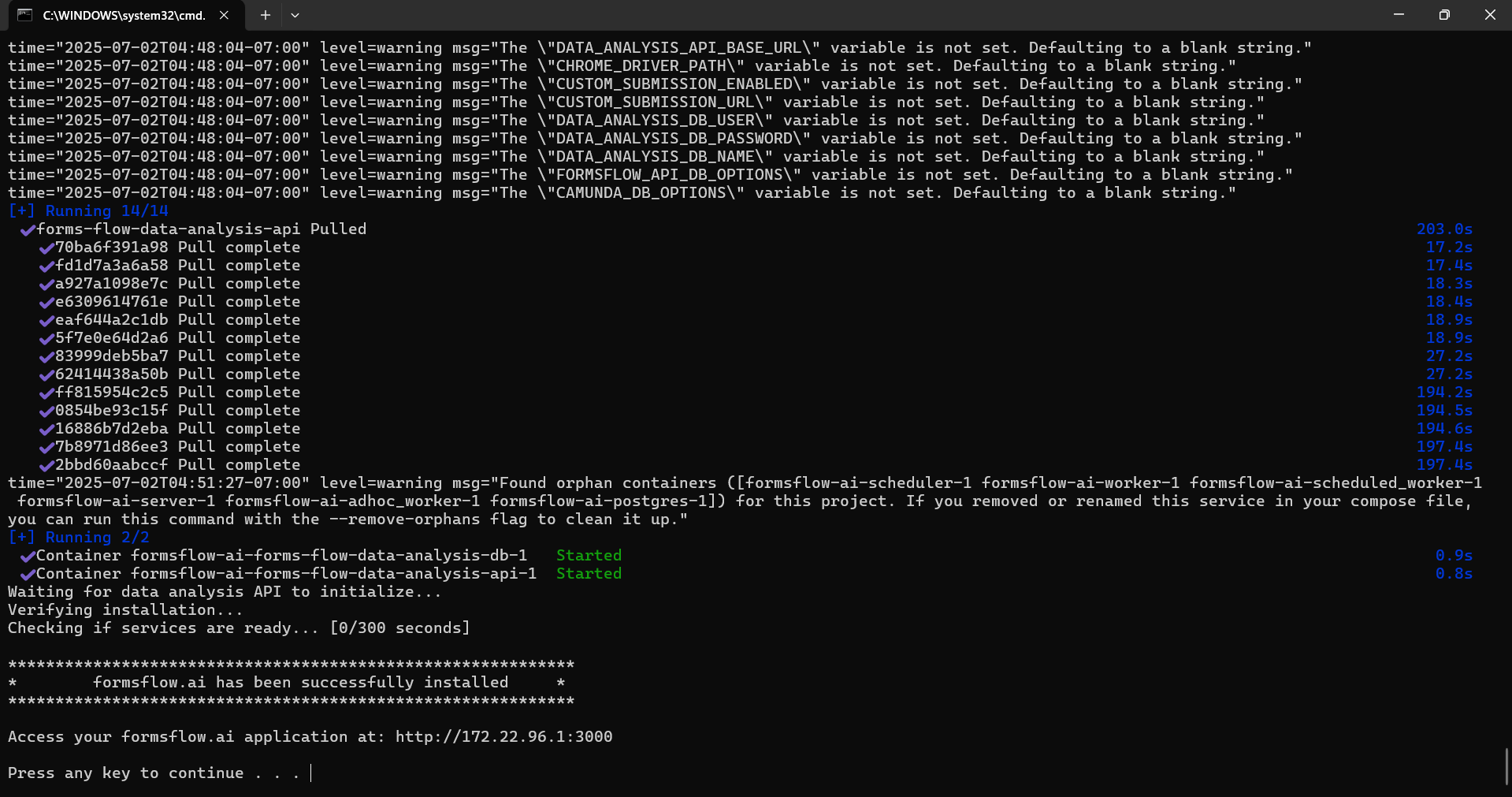 Successfull installation