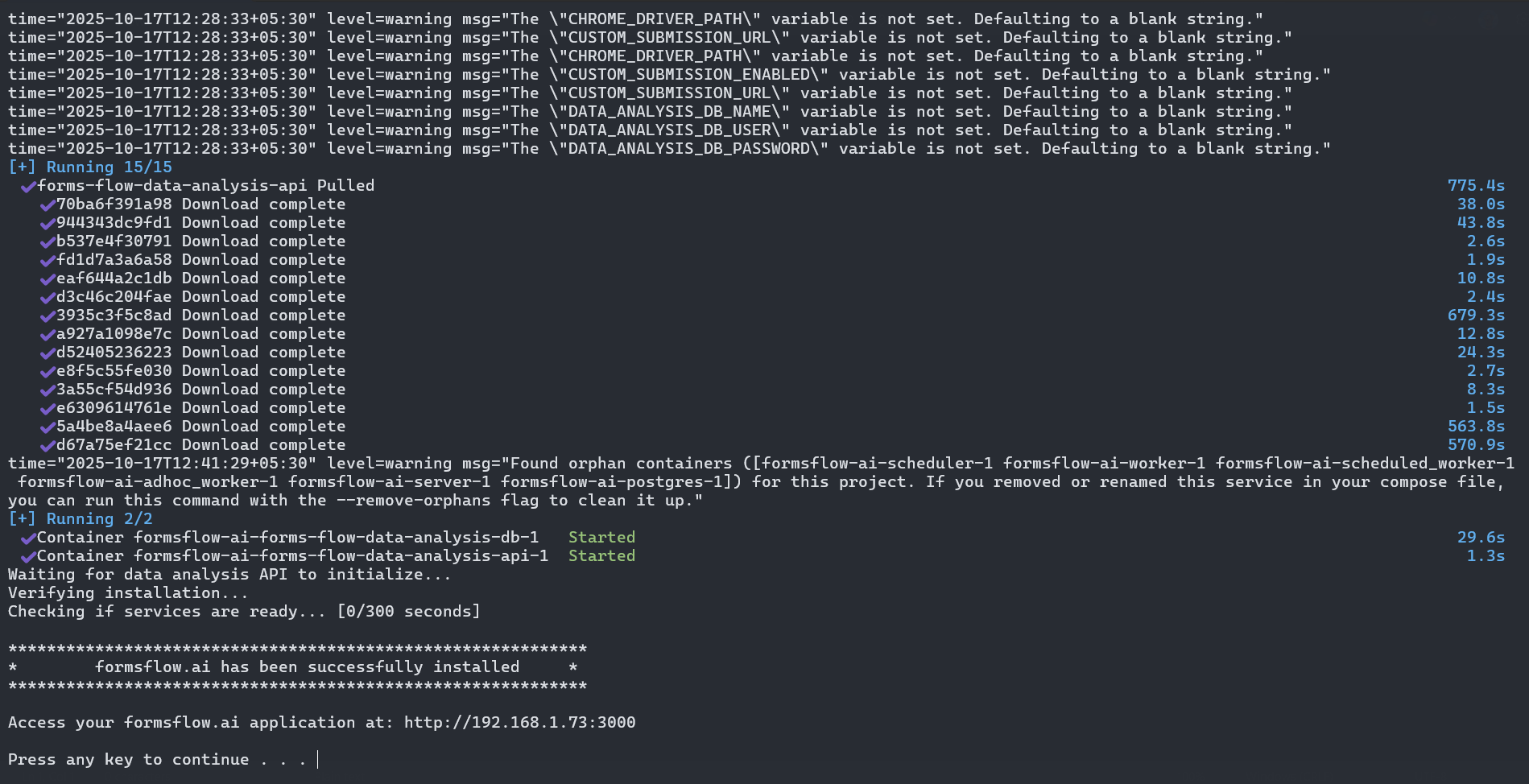 Successfull installation