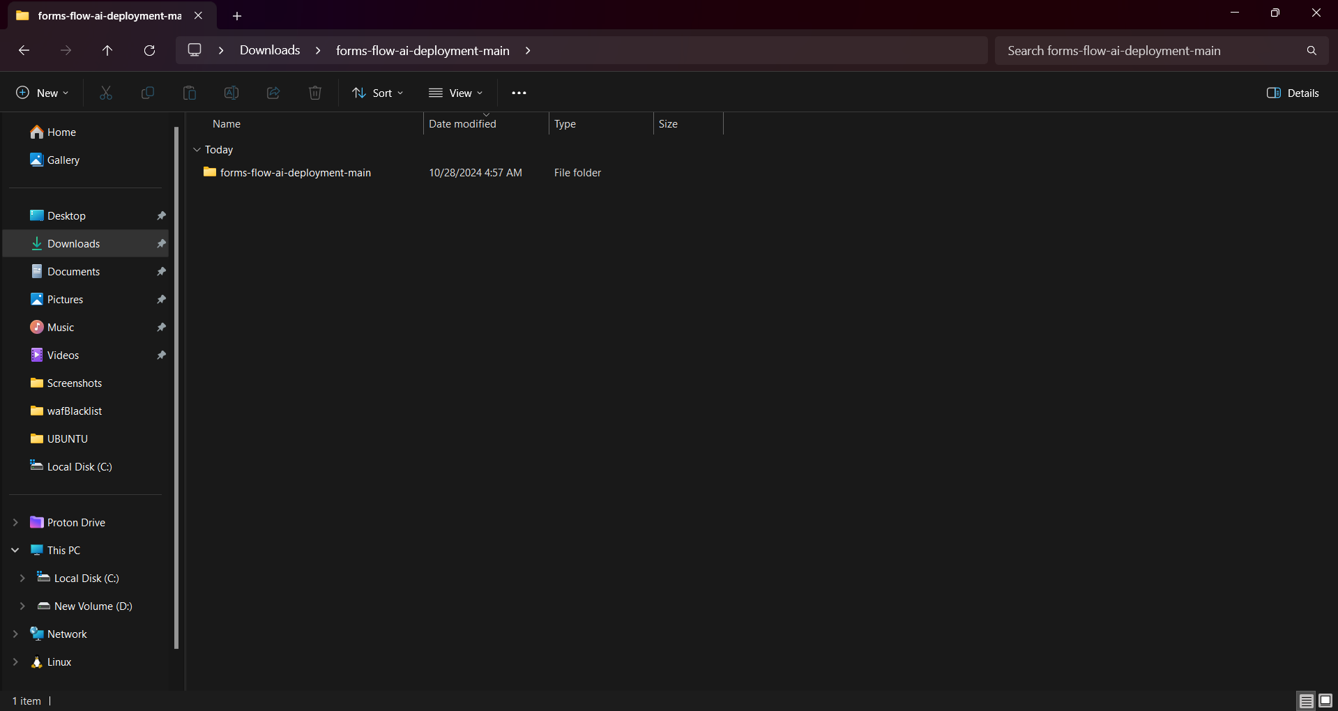 extracted folder preview