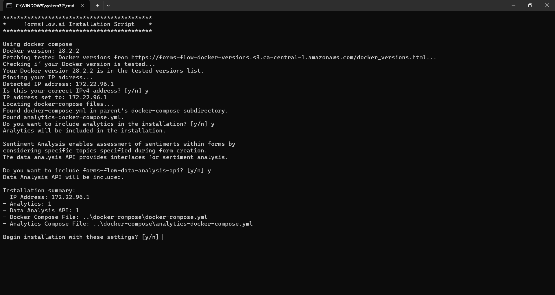 Installation summary