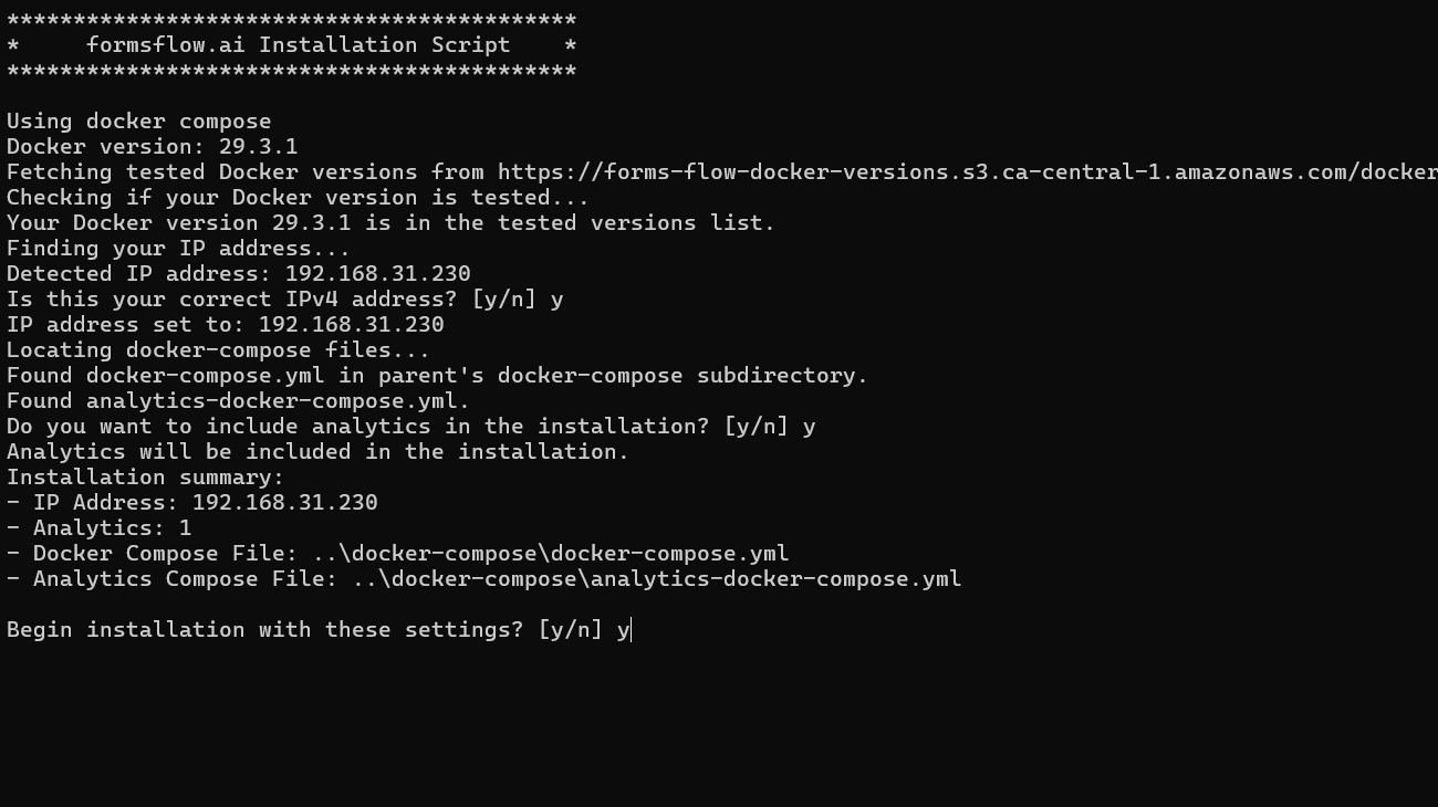 Installation summary